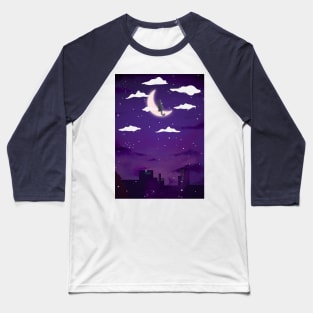 Cityscape with Night Sky Baseball T-Shirt